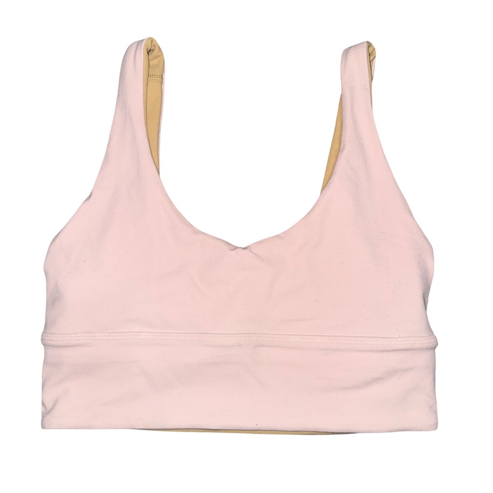 Lululemon Align Reversible Bra Women 4 Pink Yellow Excellent LW2CYOS V-Neck